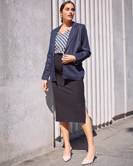 Ashley Geometric Wave-Print V-Neck Long-Sleeve Blouse