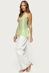 Silky Look Split Front Halter Top