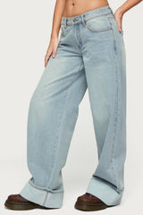 Contrast Heart Low Rise Baggy Jeans