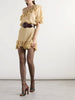 Off-the-shoulder ruffled silk-crepon mini dress
