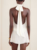 Ibiza halterneck knotted gathered crepon mini dress