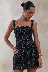 Orelisse | Black Lace Square-Neck Mini Dress