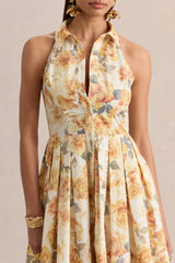 Paulie | Lemon Rose Print Poplin Skater Mini Dress
