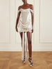 Paloma convertible draped embellished satin mini dress