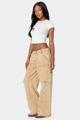 Alibi Distressed Low Rise Baggy Carpenter Jeans