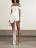Paloma convertible draped embellished satin mini dress