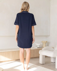 Mama Hospital Nightie Set with Baby Wrap in Navy
