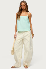 Gili Contrast Stich Low Rise Barrel Jeans