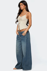 Landon Drawstring Split Front Top