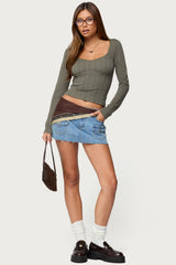 Beatrix Lacey Ribbed Top